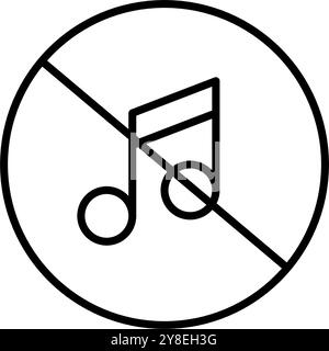 Crossed musical note. Muted audio. Playback disabled. Silent mode indicator. Pixel perfect, editable stroke vector icon Stock Vector