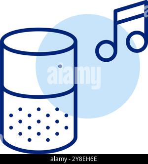 Speaker and musical note. Audio playback, broadcasting and sound systems. Pixel perfect vector icon Stock Vector