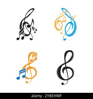 Note music logo vector template symbol design Stock Vector