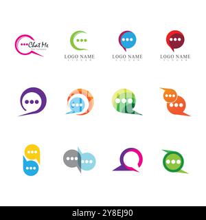 Chatting logo vector template and symbol Stock Vector