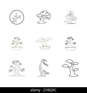 Bonsai logo vector template and symbol Stock Vector