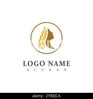 Agriculture wheat logo vector template and symbol Stock Vector