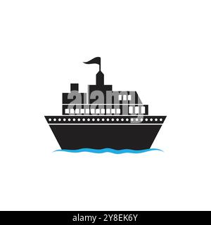 Cruise ship Logo icon Template vector flat design Stock Vector