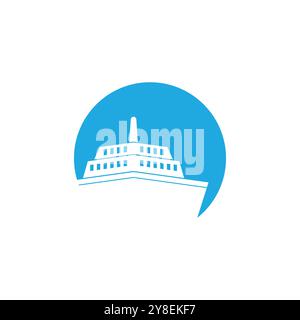 Cruise ship Logo icon Template vector flat design Stock Vector