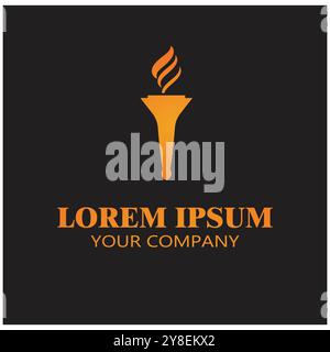 Fire torch with flame flat icons set. Collection of symbol flaming, illustration Stock Vector