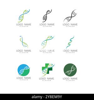 DNA gene Logo Template vector symbol illustration Stock Vector