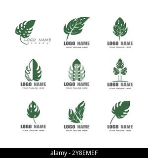 Monstera leaf logo vector design Stock Vector