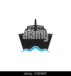 Cruise ship Logo icon Template vector flat design Stock Vector
