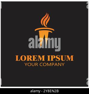 Fire torch with flame flat icons set. Collection of symbol flaming, illustration Stock Vector