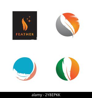 feather logo vector template and symbol design Stock Vector