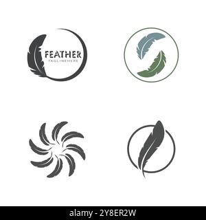 feather logo vector template and symbol design Stock Vector