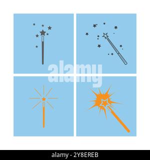 Wand Magic stick icon vector symbol template Stock Vector