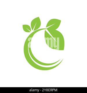 Green leaf illustration nature logo and symbol design Stock Vector