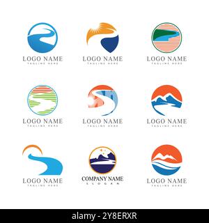 River vector icon illustration logo design Stock Vector