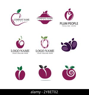 Plum logo vector icon design template Stock Vector