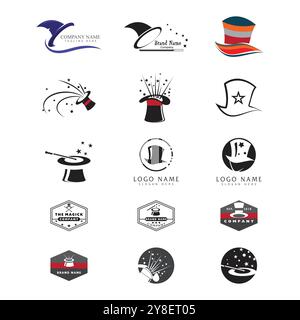 Wand magic hat Logo Template vector symbol design Stock Vector