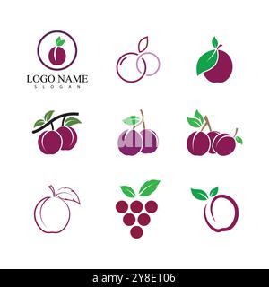 Plum logo vector icon design template Stock Vector