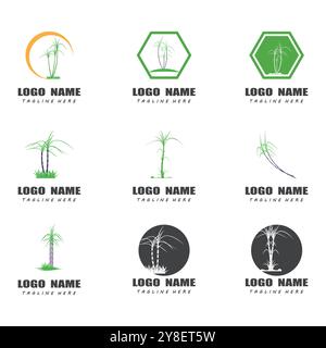 Sugar cane Logo Template vector symbol nature Stock Vector
