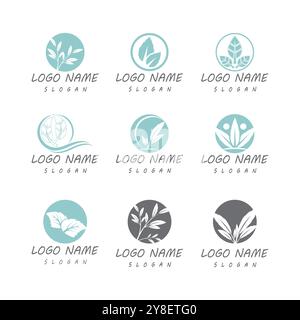 Mint leaves flat vector color icon template illustration design Stock Vector