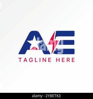 Logo design graphic concept creative premium vector stock image graphic initial AE font with star space electric thunder Relate to monogram typography Stock Vector