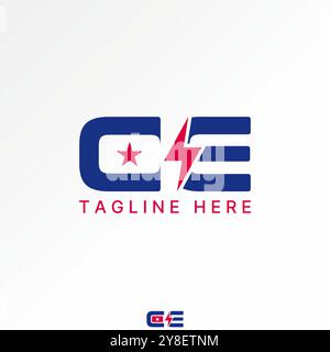 Logo design graphic concept creative premium vector stock image graphic initial CE font flag star space electric thunder Relate to monogram typography Stock Vector