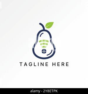 Logo design graphic concept creative abstract premium vector stock frest green Pear fruit window wifi router Related to tech house network garden farm Stock Vector