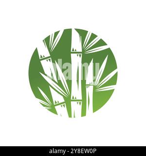 Bamboo with green leaf logo ilustration vector template Stock Vector