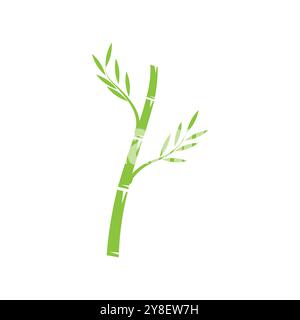 Bamboo with green leaf logo ilustration vector template Stock Vector