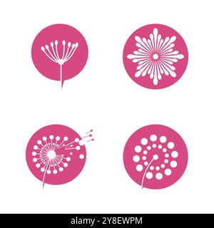 Dandelion flower logo vector and symbol template Stock Vector
