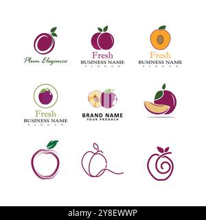 Plum logo vector icon design template Stock Vector