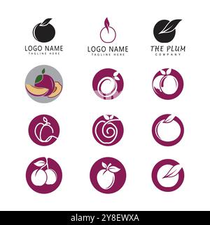 Plum logo vector icon design template Stock Vector