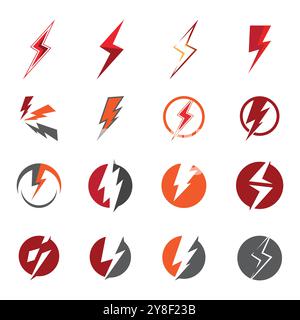 Flash thunderbolt Template vector icon illustration Stock Vector