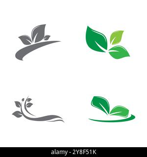 Leaf icon Vector Illustration design Logo template Stock Vector