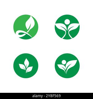 Leaf icon Vector Illustration design Logo template Stock Vector