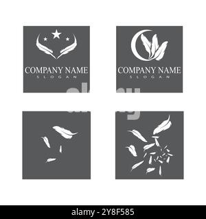 Set Feathers Logo Template vector symbol nature Stock Vector