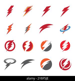 Flash thunderbolt Template vector icon illustration Stock Vector