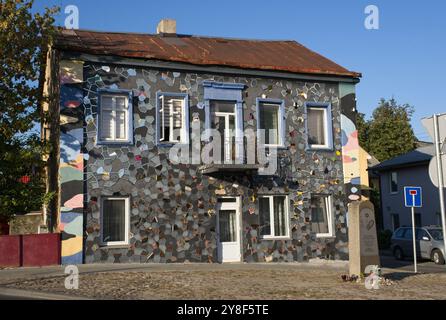 Kaunas, Lithuania - Sep 8, 2024: Kaunas ghetto gate. People walking in Kaunas. Streets, buildings. Lifestyle in the urban area. Sunny summer day. Sele Stock Photo