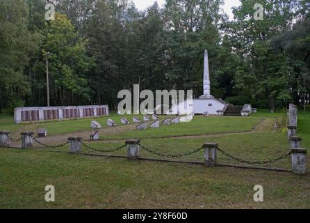 Mazeikiai, Lithuania - Sep 11, 2024: Mazeikiai Soviet War Cemetery contains the graves of 1123 soviet soldiers and officers who died in World War II. Stock Photo