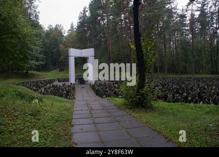 Riga, Lithuania - Sep 13, 2024: Bikernieki memorial. Here 25,000 German Jews were deported to Riga and killed in Bikernieki Forest during World War II Stock Photo