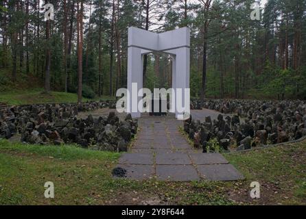 Riga, Lithuania - Sep 13, 2024: Bikernieki memorial. Here 25,000 German Jews were deported to Riga and killed in Bikernieki Forest during World War II Stock Photo