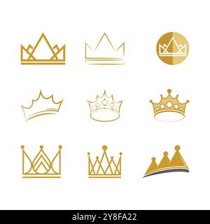 Royal King Queen Crown Elegant Luxury logo design Stock Vector