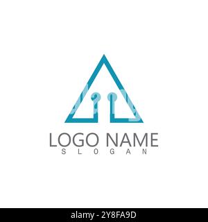 Futuristic Triangle Chain logo design inspiration Stock Vector