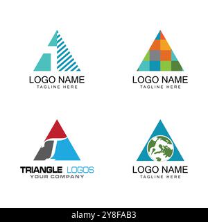 Futuristic Triangle Chain logo design inspiration Stock Vector