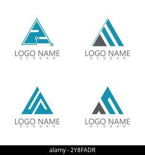 Futuristic Triangle Chain logo design inspiration Stock Vector