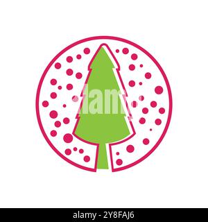 Pine tree illustration vector flat design template Stock Vector
