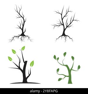branch tree vector illustration summer clipart autumn clipart nature forest Stock Vector