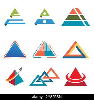 Futuristic Triangle Chain logo design inspiration Stock Vector