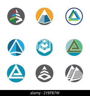 Futuristic Triangle Chain logo design inspiration Stock Vector
