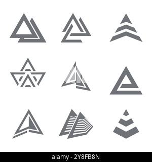 Futuristic Triangle Chain logo design inspiration Stock Vector