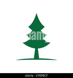 Pine tree illustration vector flat design template Stock Vector